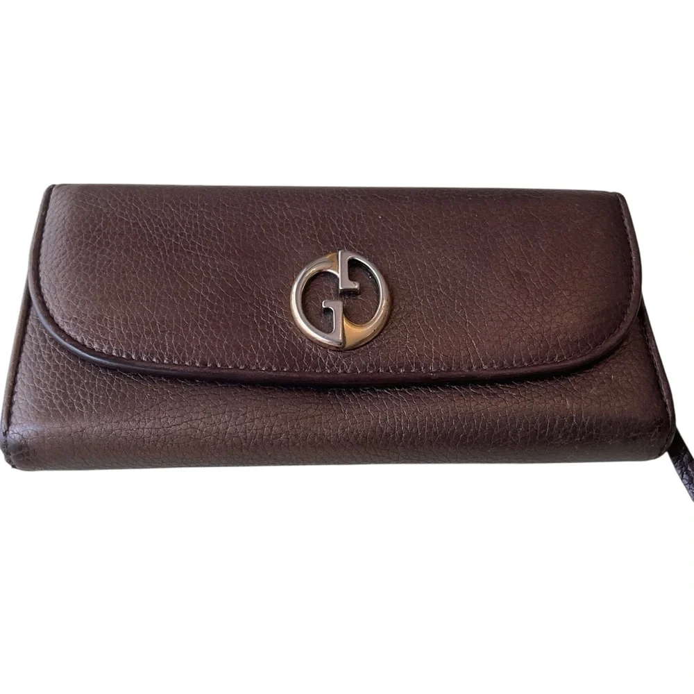 Gucci Brown Leather Continental Wallet - Picture 2 of 6
